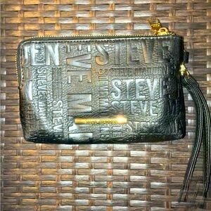 Steve Madden Gray Logo-Print Interior Clutch